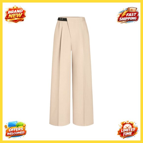 High Waisted Straight Leg Dress Pants with Pockets Office Work Trousers